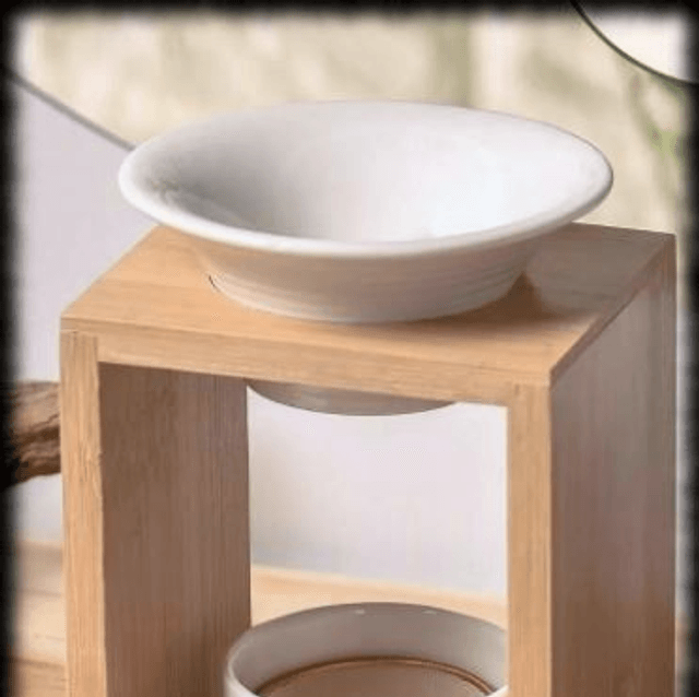 Arina - Brûleur en bambou et céramique - pour fondants et huiles parfumées 