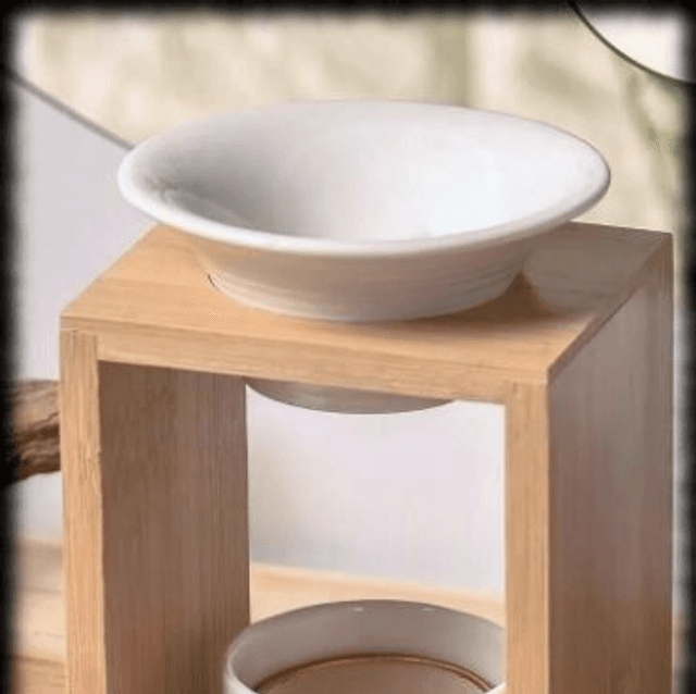 Arina - Brûleur en bambou et céramique - pour fondants et huiles parfumées 