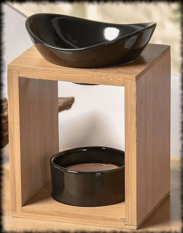 Kalos - Brûleur en bambou et céramique - pour fondants et huiles parfumées  